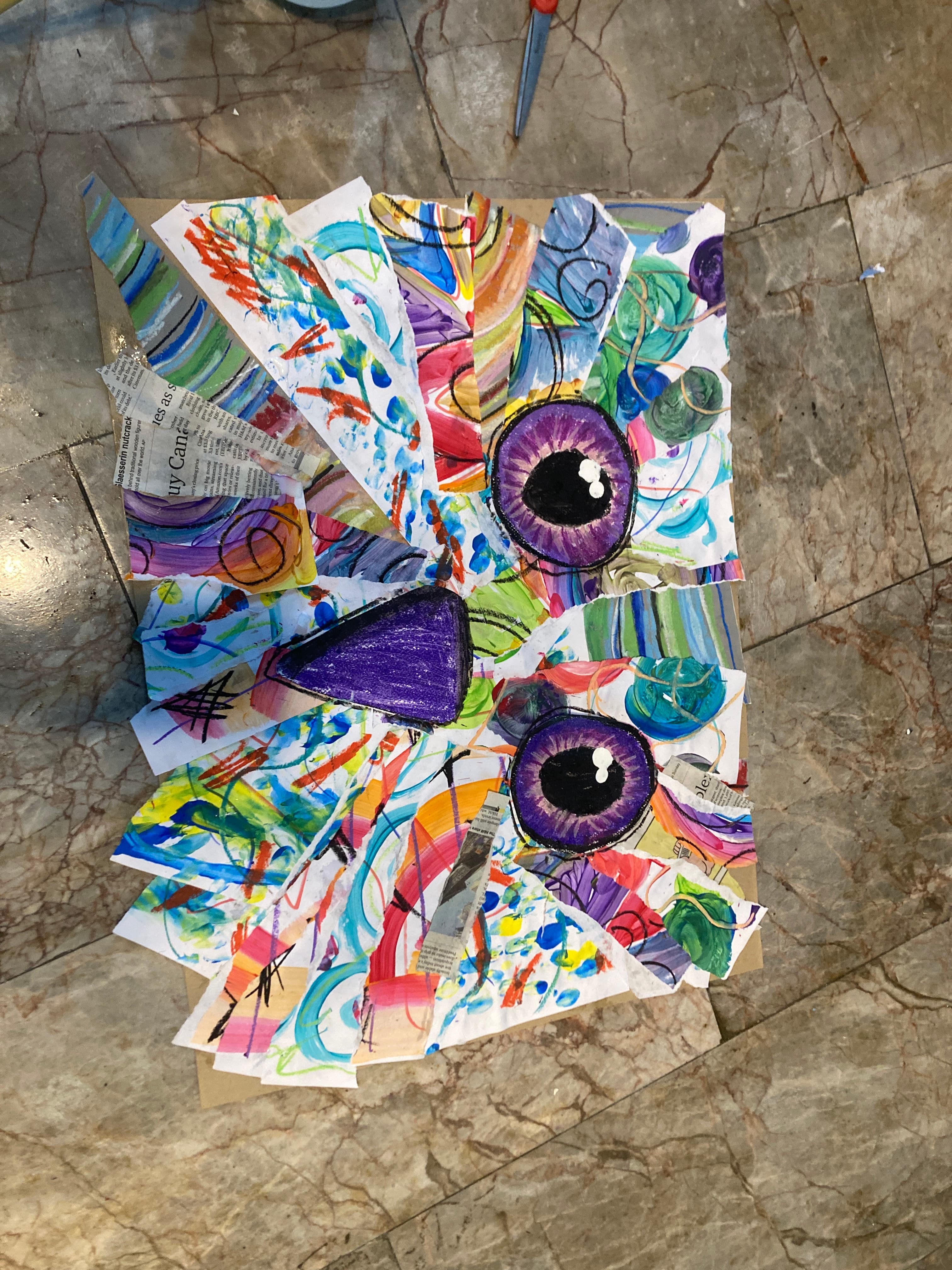 Finished owl collage artwork